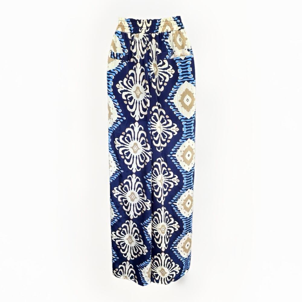 Gold & Silver Paris Wide-Leg Palazzo Pants Womens One Size Blue Gold Lightweight - Picture 6 of 13